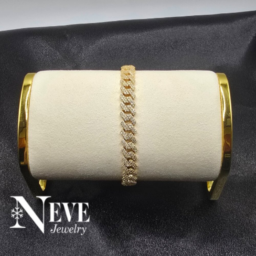 18k Yellow Gold Over Sterling Silver 925 Moissanite Icy Miami Cuban Bracelet